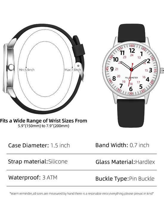 Women\'s Black Analog Silicone Rubber Band Second Hand Nursing Waterproof Watch main image 4